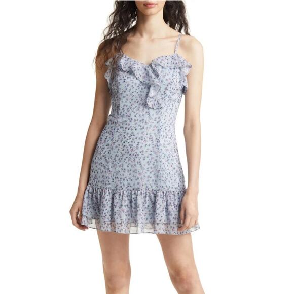 Lulu's Sing Sweetly Floral Print Ruffle Mini Dress - Picture 1 of 6